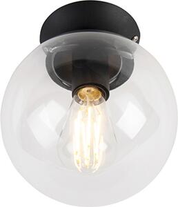 QAZQA - Plafoniera Art Déco I Lampada da soffitto I Lampada I Luce nera con vetro trasparente - Pallon I Soggiorno I Camera da letto - Sferica I Sferica - LED adatto E27