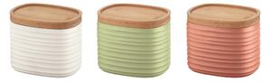 Barattoli realizzati riciclando 15 bottiglie di plastica 12.3x9.4x h11cm � 500cc set 3 pezzi coperchio in Legno di bamboo salva freschezza