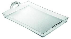 Vassoio rettangolare Con Manici 33.5x54xh8.7 cm in SAN Impilabile Trasparente
