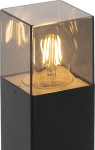 Lampada da esterno a colonna, nera, 50 cm, IP44, con effetto vetro fumé, Danimarca
