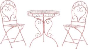 BELIANI Set da giardino bistrot rosa in metallo 3 pezzi tavolo e 2 sedie arredamento moderno retro balcone terrazzo giardino