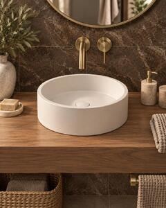 Lavabo 39 cm ciotola da appoggio in cemento bianco opaco Capri