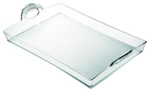 Vassoio rettangolare con Manici 33.5x54xh8.7 cm in SAN Impilabile Trasparente