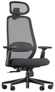 Sedia da ufficio ergonomica con supporto lombare, sedile regolabile e poggiatesta 3D – Colore: nero
