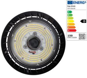 Berger & Schröter | Faretto LED UFO High Bay Light Faretto per capannoni 150 W, classe di efficienza energetica D, 18000 lumen, 6000 K luce bianca, con sensore di movimento