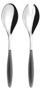 Coppia insalata Linea Feeling Guzzini , Acciaio inox 18.10 lunghezza 234 mm manici in acrilico Grigio in confezione regalo