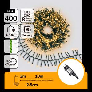 Aigostar - Catena luminosa natalizia a LED per esterni 400 LED/8 funzioni 13m IP44 bianco caldo