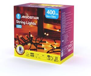Aigostar - Catena luminosa natalizia a LED per esterni 400 LED/8 funzioni 13m IP44 bianco caldo