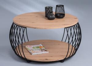 Tavolino da salotto / tavolino da divano Peking 2 in rovere artigianale - MDF, metallo