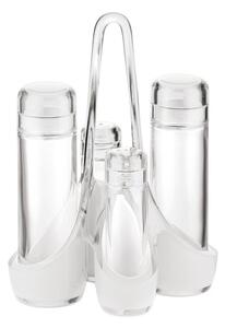 Menage bicolore 18.5x14xh24 cm 160 cc- 50 cc bottiglie in vetro Trasparente