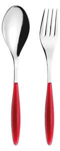 Confezione due pezzi Posate a Servire FEELING GUZZINI manicatura in ABS Rosso 236 mm composizione Cucchiaione e Forchettone e in scatolata regalo