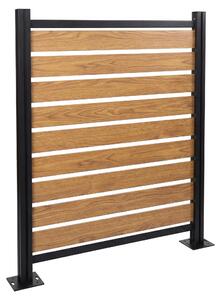 Recinzione per bidoni della spazzatura in alluminio MCW-K57, elemento base rivestimento per bidoni della spazzatura, effetto legno espandibile 130x110x6 cm ~ marrone chiaro
