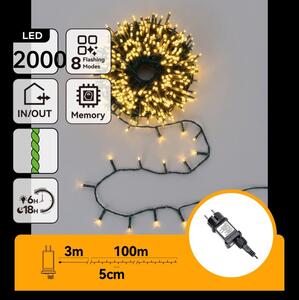 Aigostar - LED catena luminosa natalizia da esterno 2000xLED/8 funzioni 103m IP44 bianco caldo