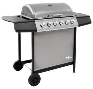 Barbecue a gas Vidaxl con 6 bruciatori Colore nero e argento