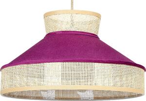 BELIANI Lampada a sospensione rosa naturale con paralume in velluto di rattan Illuminazione a sospensione in stile boho