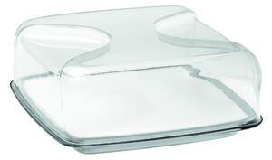 Copriformaggio quadrato 25.5x25.5xh11.5 cm Gocce vassoio tagliere in porcellana bianca Grigio Cielo
