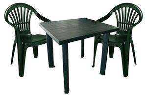 Set da giardino in plastica, composto da 3 pezzi, colore verde