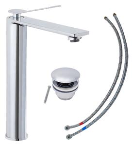 Rubinetto per lavabo SCHÖNER WOHNEN collezione VIOLA L, cromo, rubinetto adatto ai lavabi da appoggio del bagno