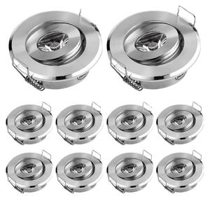 Faretti, design compatto da incasso, per uso interno, confezione da 10 pezzi, finitura cromata, luce calda 3000K, 3W