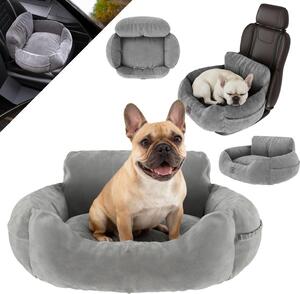 BENNO® BUDDY seggiolino per cani 55x45x30 cm grigio o antracite - cestino auto sicuro e confortevole con base antiscivolo, cinghie e cuscino lavabile