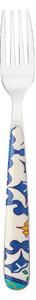 Forchette da tavola 6 Pezzi Linea FLOWER&LEMON in acciaio inox 18/10 AISI 420 205 mm di Altissima qualit� lavabili in lavastoviglie colore blu multicolor