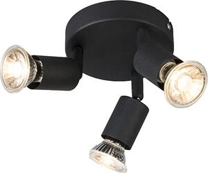 QAZQA - Moderno faretto da soffitto dal design industriale, nero, orientabile, rotondo - Jeany a 3 luci con fascio di luce concentrato | Soggiorno | Camera da letto - Acciaio rotondo - Compatibile con LED GU10