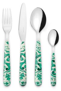Posate set 24 pezzi Linea BLUES in acciaio inox 18/10 AISI 420 di Altissima qualit� lavabili in lavastoviglie colore verde multicolor