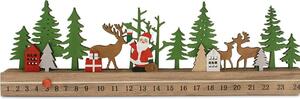 Calendario dell'Avvento paesaggio con palla cursore natura verde rosso e bianco in legno