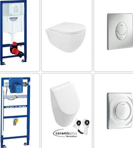 BB INFINITY WC sospeso senza bordo con orinatoio Villeroy & Boch Subway con CeramicPlus inclusi accessori Grohe, cromo opaco