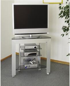 Porta TV Delta 84 Telaio in Alluminio anodizzato dimenssioni 84x36xh72 cm per TV al Plasma da 24 a 30 pollici in vetro acidato