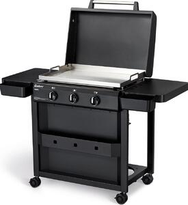 Griglia plancha Amaro, 3 bruciatori a P in acciaio inox, robusta plancha in acciaio inox con maniglie, cofano estraibile