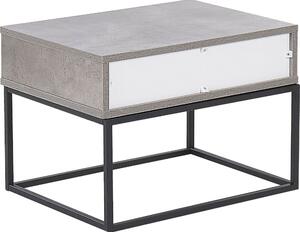 Comodino BELIANI effetto cemento grigio metallo nero 1 cassetto in stile industriale