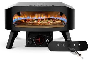 Forno per pizza a gas COZZE 13, potenza 6 kW, pietra refrattaria rotante in cordierite, diametro 34,5 cm, termometro, pulsante LED, temperatura fino a 630°C, colore nero