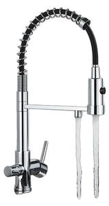 Miscelatore da cucina filtrato, design a due maniglie, erogatore estraibile, finitura cromata