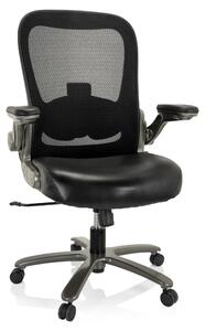 Hjh OFFICE XXL Sedia girevole INSTRUCTOR T I Sedia da ufficio imbottita, portata massima 220 kg, con braccioli ribaltabili, in Pelle finta/rete, per l'ufficio e la casa