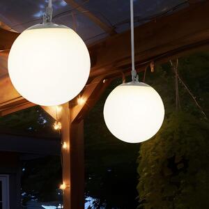 2x lampada a sospensione solare a LED, plastica, anello in gomma, H 75 cm