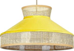 BELIANI Lampada a sospensione giallo naturale con paralume in velluto di rattan Illuminazione a sospensione in stile boho