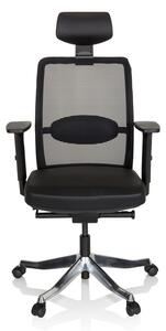 Sedia da ufficio, girevole, SENATOR PRO / pelle / nero