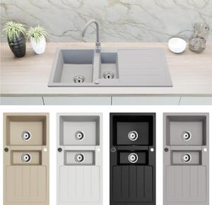 Lavello in granito Lavello da cucina Lavello da incasso 100x50 cm a doppia vasca con sgocciolatoio + accessori Grigio