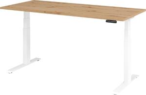 Scrivania regolabile in altezza XDKB | 2 motori | 120 - 180 cm | elettrica, dimensioni piano:180 x 80 cm, colore piano:rovere nodoso, colore struttura:bianco