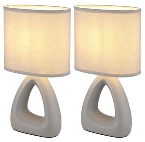 2 lampade da tavolo, Vetroceramica e tessuto, grigio, H 30 cm