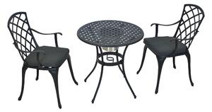 Set di mobili da giardino Merxx Rhodos 5 pezzi, 2 poltrone, 2 cuscini, 1 tavolo Ø 70 cm - alluminio pressofuso