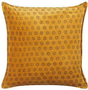 Cuscino decorativo velluto arancione 45 x 45 cm modello stampa blocco boho decor accessori Beliani