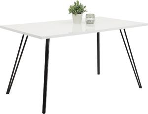 Tavolo da pranzo Jennifer - bianco lucido - struttura a V in metallo - dimensioni 140 x 80 x 76cm