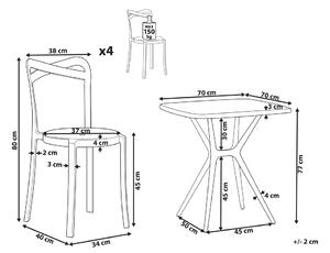 Set da pranzo da giardino bianco sintetico 4 sedie impilabili tavolo quadrato leggero per interni ed esterni in plastica moderno Beliani