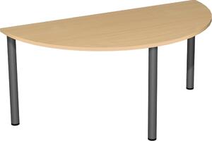 Tavolo da conferenza, LxPxA 1600x800x720 mm, semicerchio, struttura a 3 gambe, colore del piano/della struttura faggio/antracite