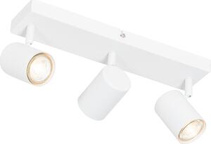 QAZQA - Lampada da soffitto moderna I Lampada da soffitto I Lampada I Lampada bianca a 3 luci Spot regolabile Rettangolare - Jeana I Soggiorno I Camera da letto - Acciaio Rettangolare - Adatta a LED GU10