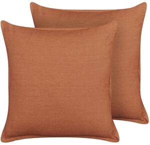 Set di 2 cuscini decorativi in lino 45 x 45 cm arancione decorazione casa soggiorno camera da letto Beliani