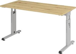 Scrivania con base a C 140x67 cm rovere nodoso/argento