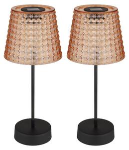 Set di 2 lampade solari a LED, lampada da tavolo, design in cristallo, altezza 29 cm